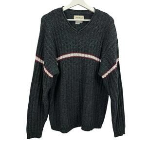Vintage Eddie Bauer Men’s Striped V-Neck Long Sleeve Sweater Size S